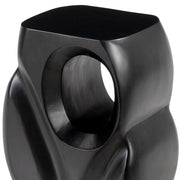 16" Black Solid Wood Figurine End Table