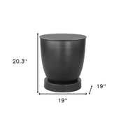 20" Black Iron Round Pedestal End Table