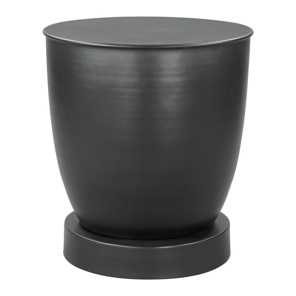 20" Black Iron Round Pedestal End Table