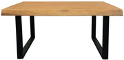 39" Natural And Black Solid Wood And Iron Square Distressed Coffee Table