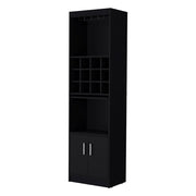 71" Black Wood Bar Cabinet With Two Doors