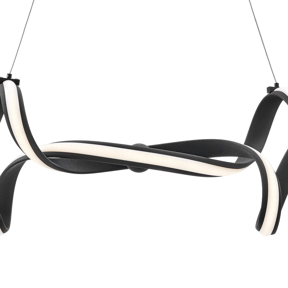 Black Two Light Metal LED Dimmable Chandelier