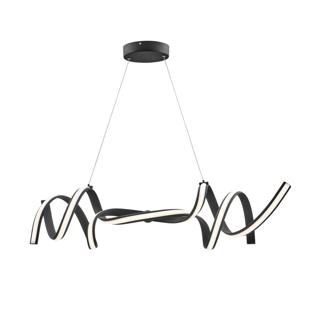 Black Two Light Metal LED Dimmable Smart Enabled Chandelier