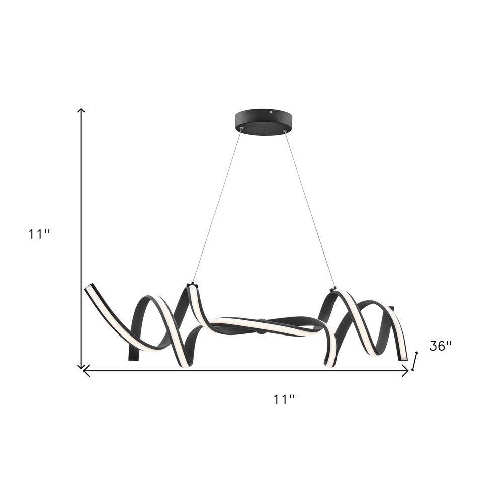 Black Two Light Metal LED Dimmable Smart Enabled Chandelier