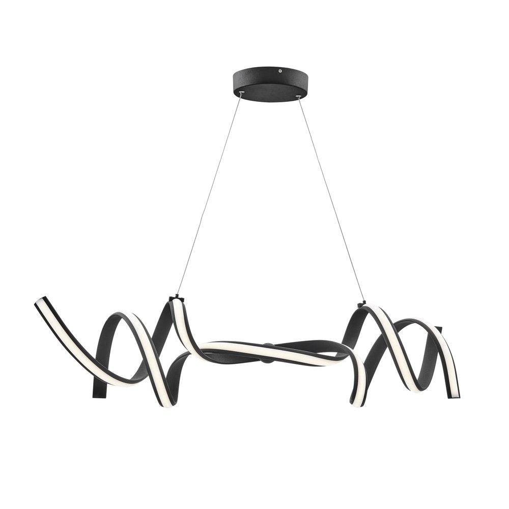 Black Two Light Metal LED Dimmable Smart Enabled Chandelier