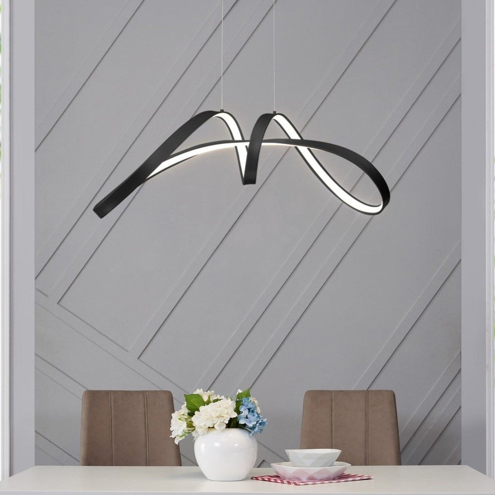 Black Metal LED Dimmable Smart Enabled Chandelier