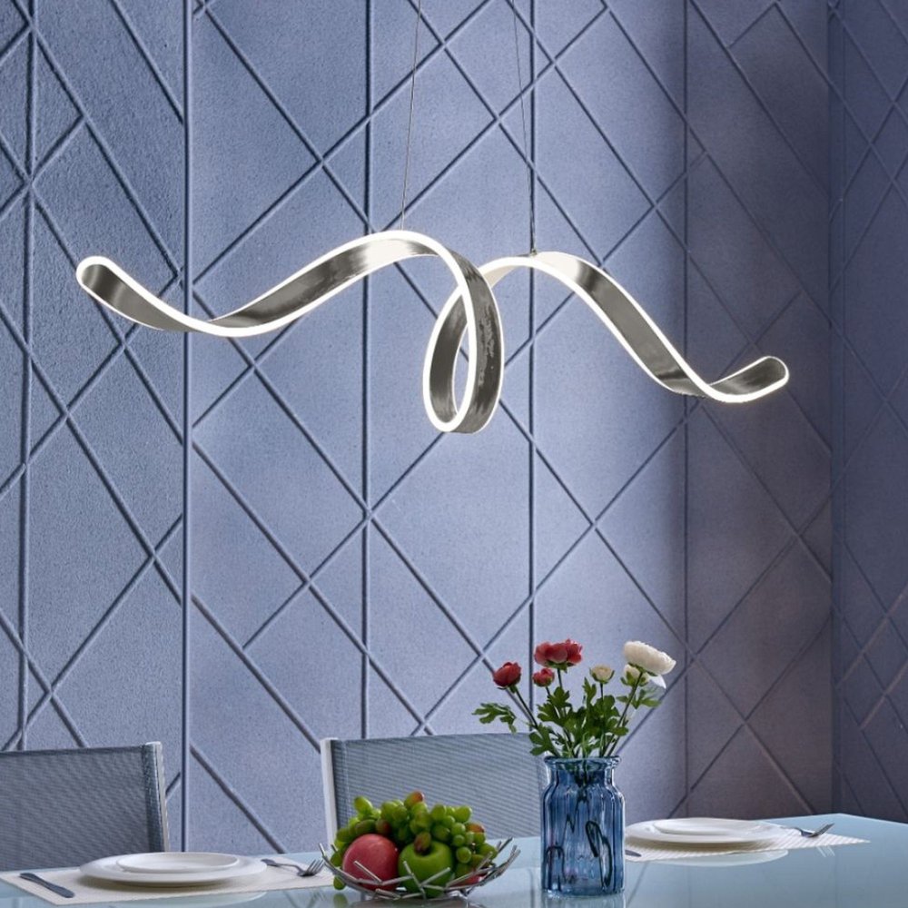 Silver Metal LED Dimmable Smart Enabled Chandelier