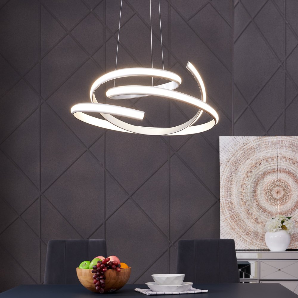 Silver Metal LED Dimmable Smart Enabled Chandelier