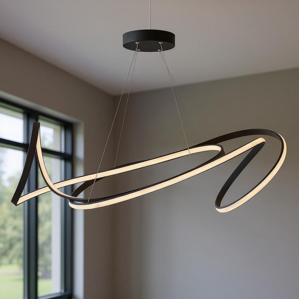 Black Metal LED Dimmable Chandelier