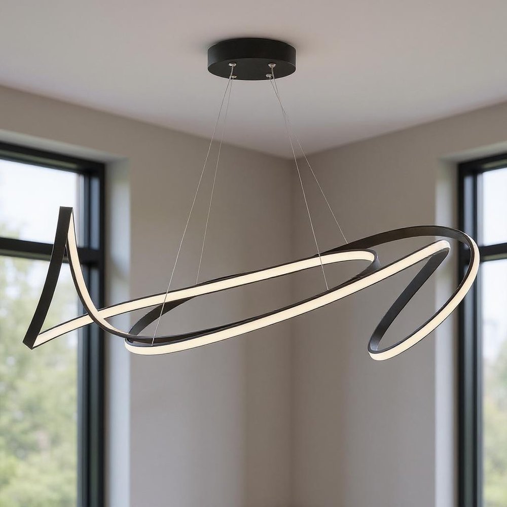 Black Metal LED Dimmable Smart Enabled Chandelier