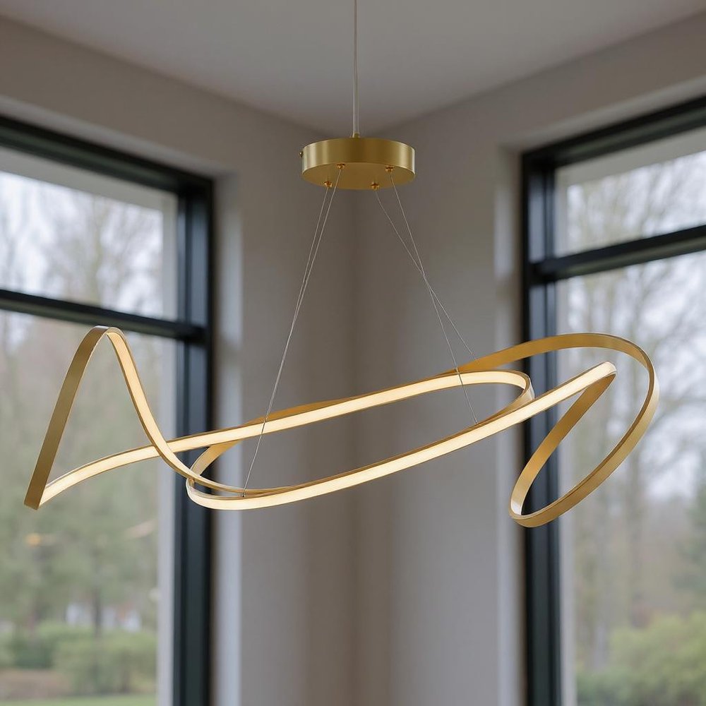 Gold Metal LED Dimmable Smart Enabled Chandelier