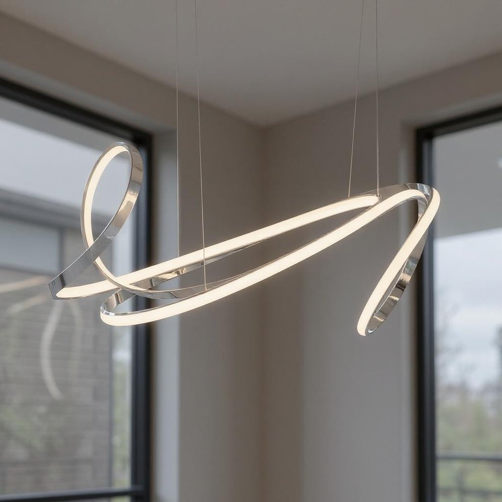 Silver Metal LED Dimmable Smart Enabled Chandelier