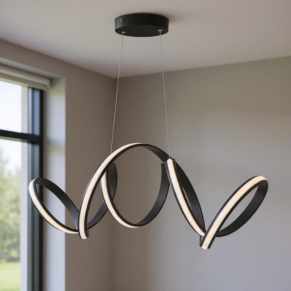 Black Metal LED Dimmable Smart Enabled Chandelier
