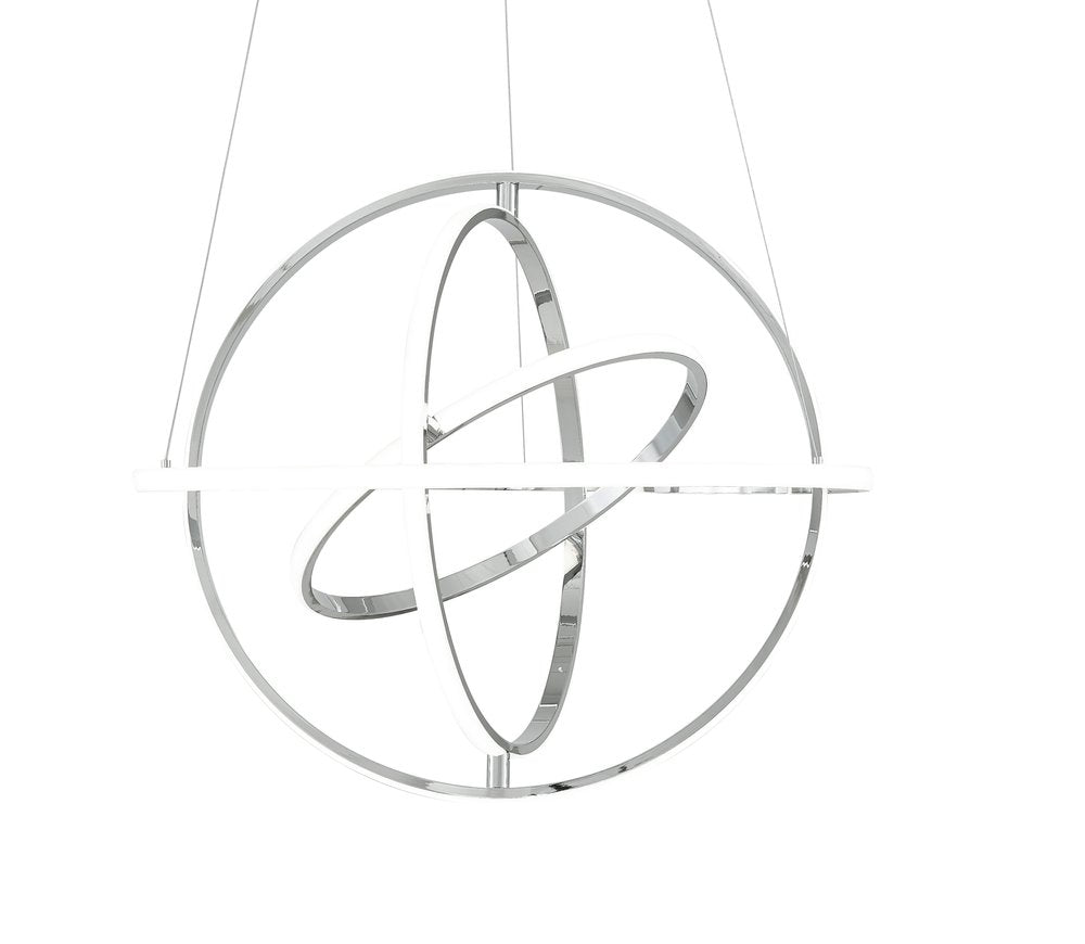 Silver Four Light Metal LED Dimmable Chandelier