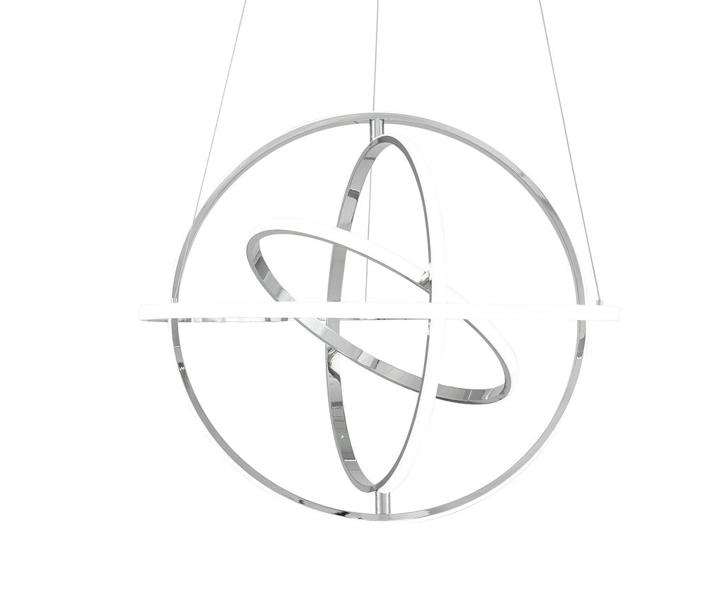 Silver Four Light Metal LED Dimmable Chandelier