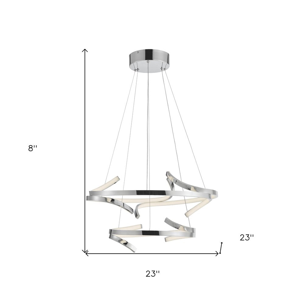 Silver Two Light Metal LED Dimmable Chandelier