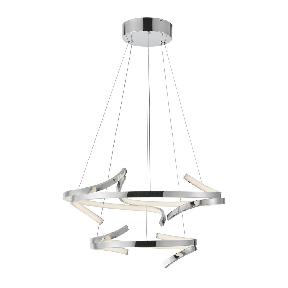 Silver Two Light Metal LED Dimmable Smart Enabled Chandelier