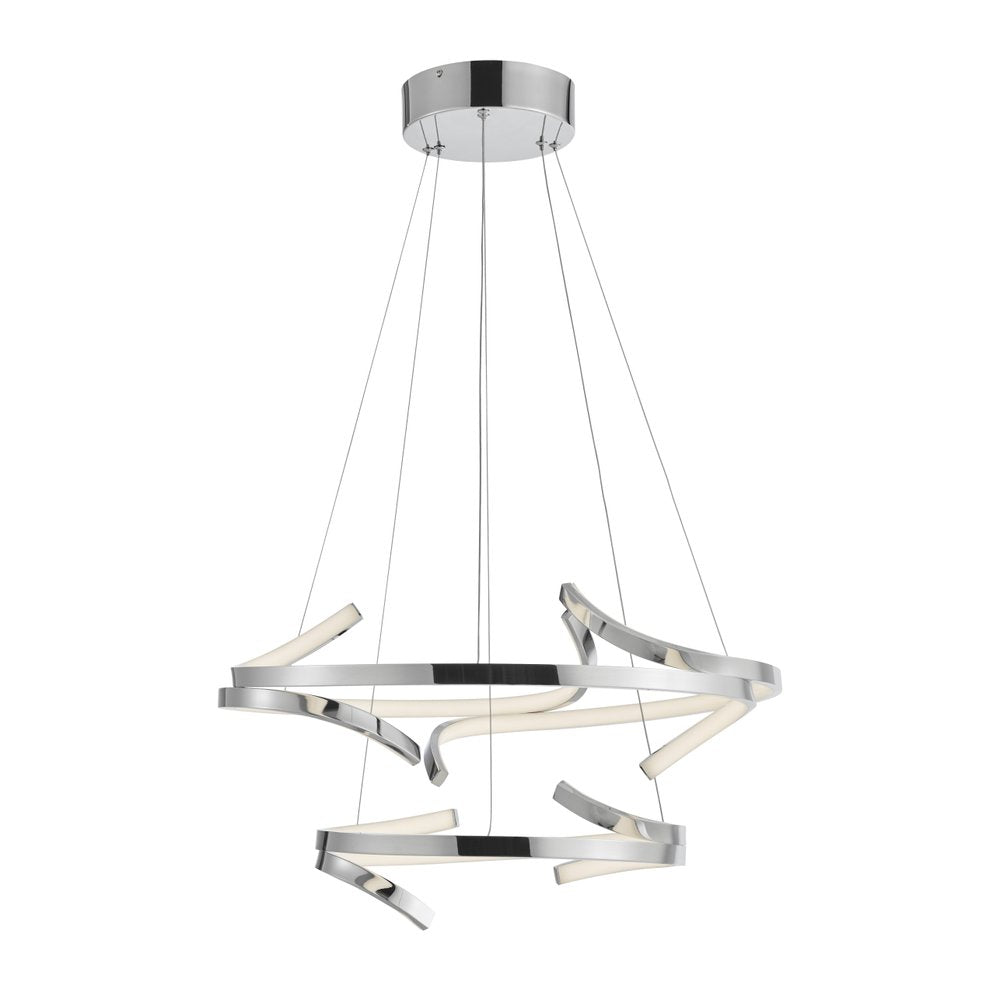 Silver Two Light Metal LED Dimmable Smart Enabled Chandelier