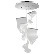 Silver And Clear Five Light Metal LED Dimmable Chandelier With Clear Shades