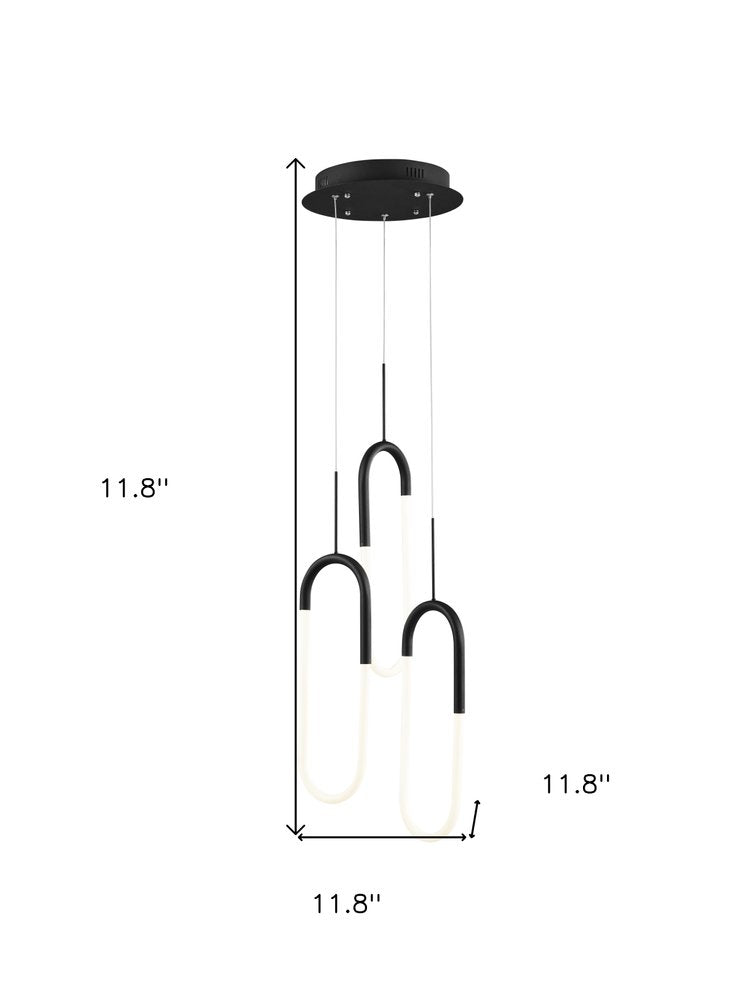 Black Three Light Metal LED Dimmable Smart Enabled Chandelier