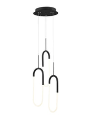 Black Three Light Metal LED Dimmable Smart Enabled Chandelier
