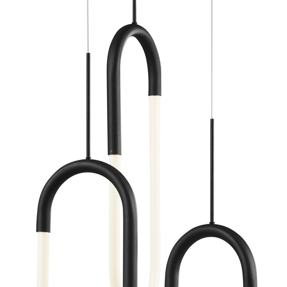 Black Three Light Metal LED Dimmable Smart Enabled Chandelier