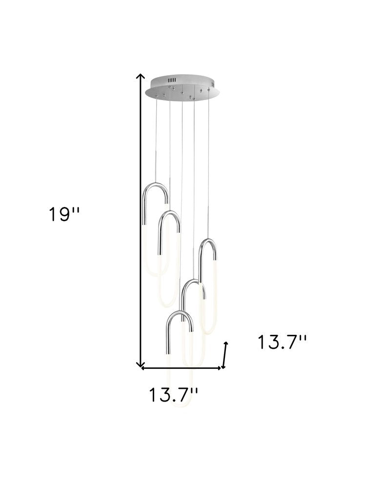 Silver Five Light Metal LED Dimmable Smart Enabled Chandelier