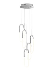 Silver Five Light Metal LED Dimmable Smart Enabled Chandelier