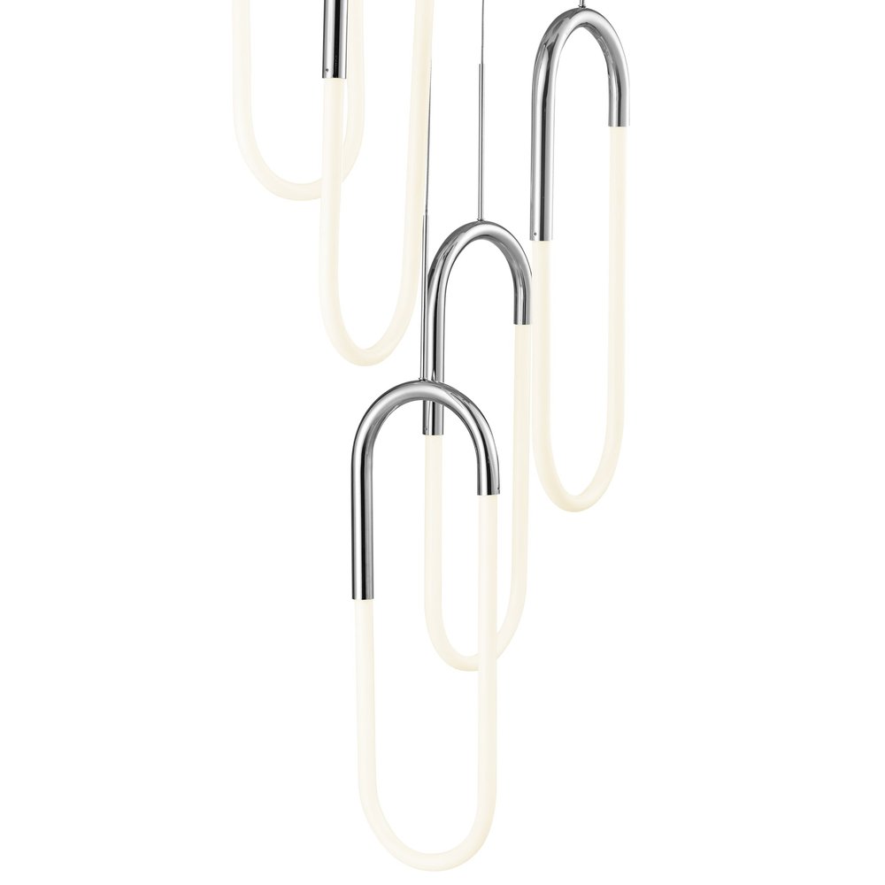 Silver Five Light Metal LED Dimmable Smart Enabled Chandelier