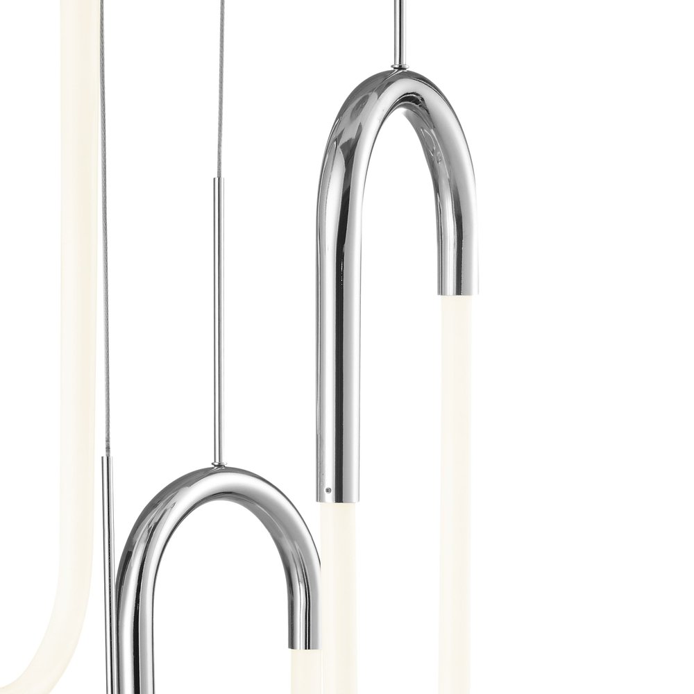 Silver Five Light Metal LED Dimmable Smart Enabled Chandelier