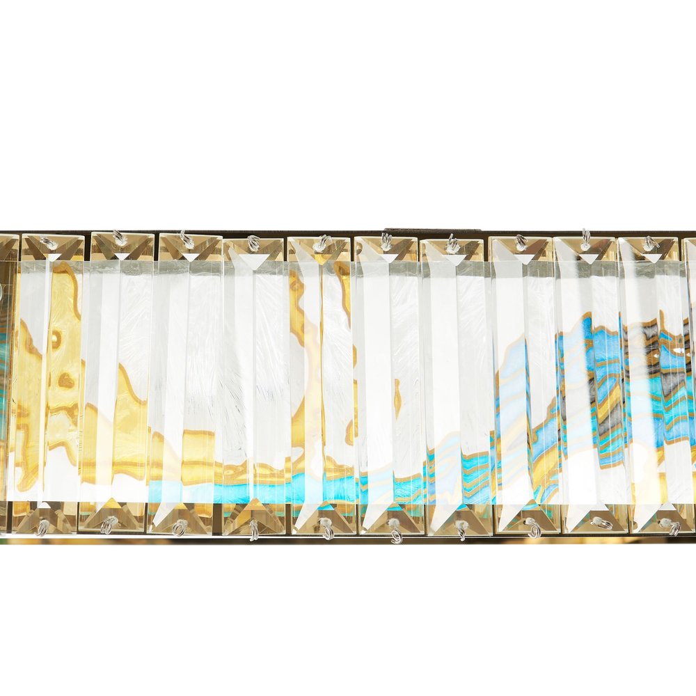 Gold Clear And Blue Geometric Crystal LED Chandelier