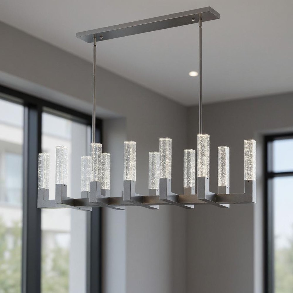 Silver And Clear Candle Style Twelve Light Metal Dimmable Chandelier With Clear Shades