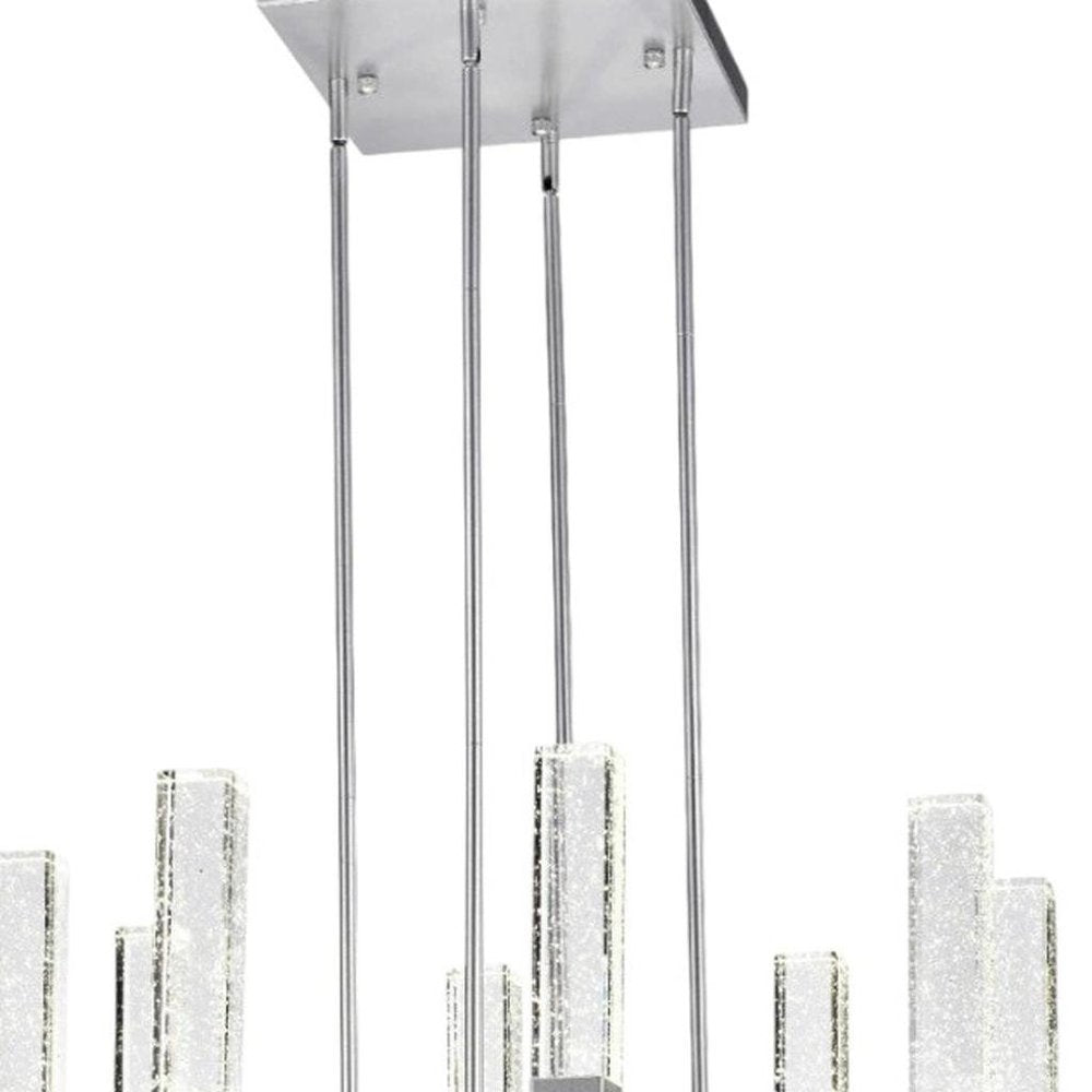 Silver Candle Style Eight Light Metal Dimmable Chandelier With Clear Shades