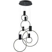 Black Geometric Six Light Metal LED Dimmable Chandelier