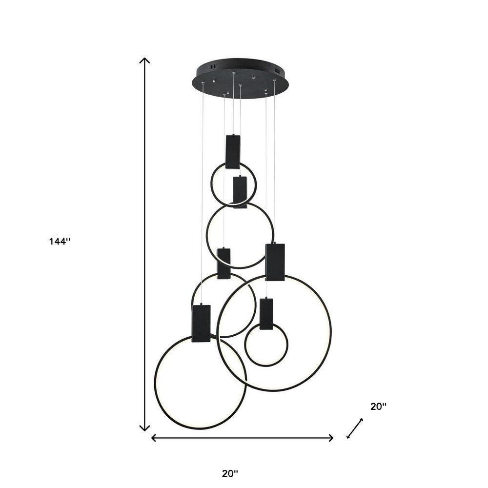 Black Geometric Six Light Metal LED Dimmable Chandelier