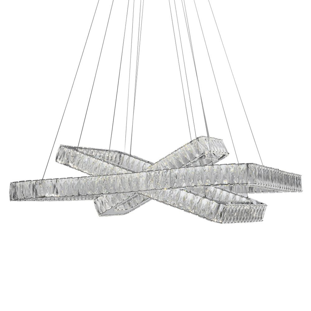 Silver And Clear Three Light Crystal LED Dimmable Chandelier