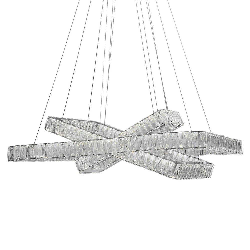 Silver And Clear Three Light Crystal LED Dimmable Chandelier