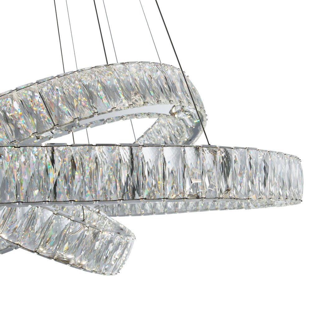Silver And Clear Three Light Crystal LED Dimmable Chandelier
