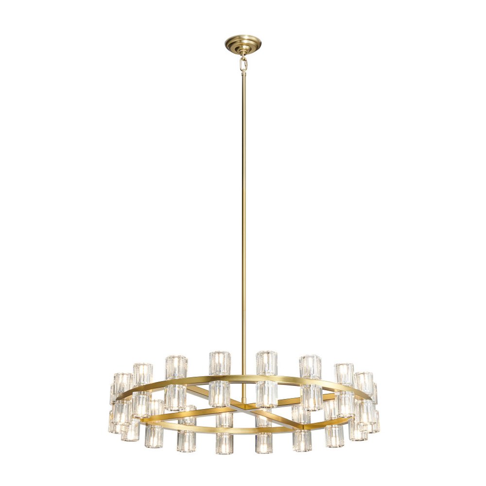 Gold And Clear Wagon Wheel Multi Light Metal Chandelier With Clear Shades