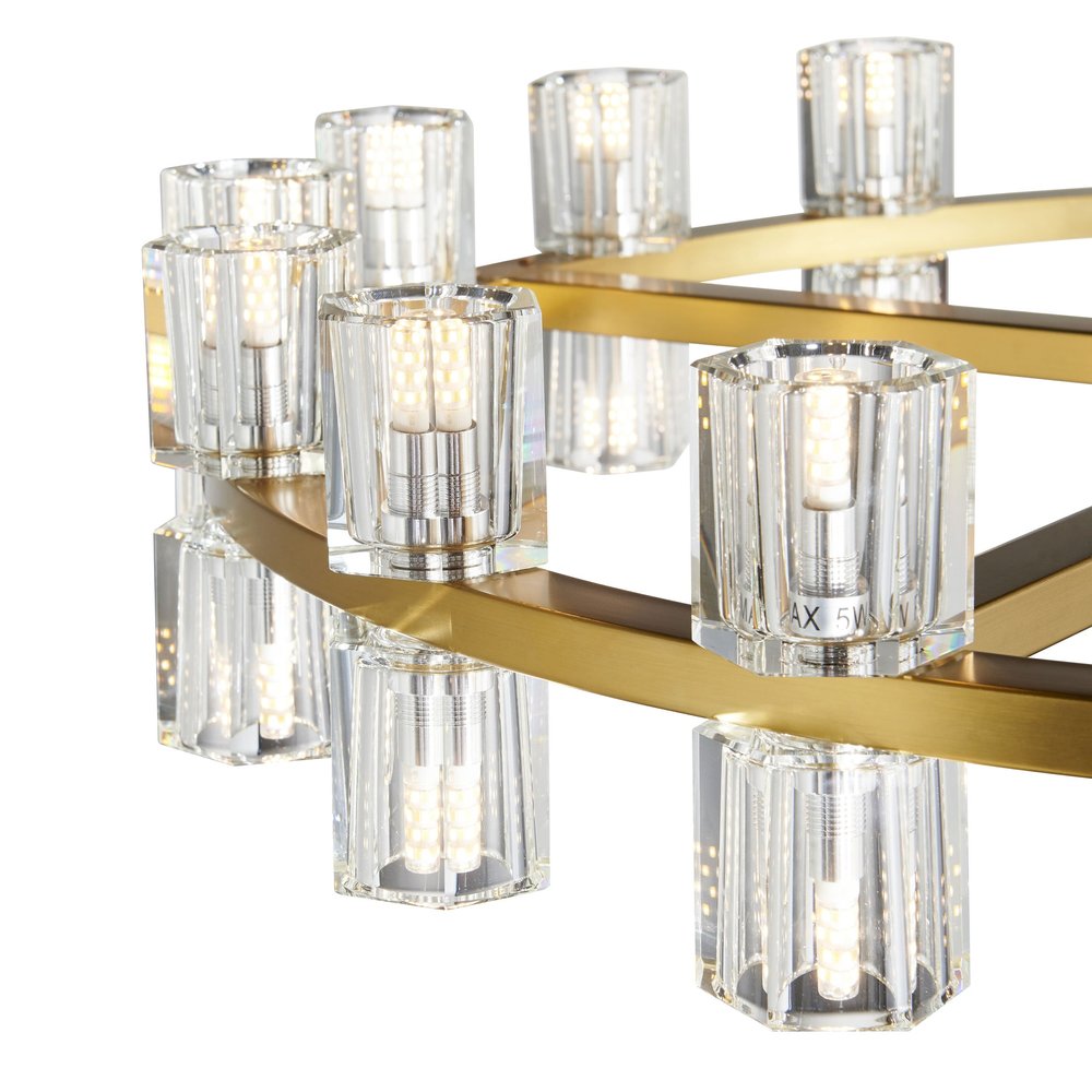 Gold And Clear Wagon Wheel Multi Light Metal Chandelier With Clear Shades