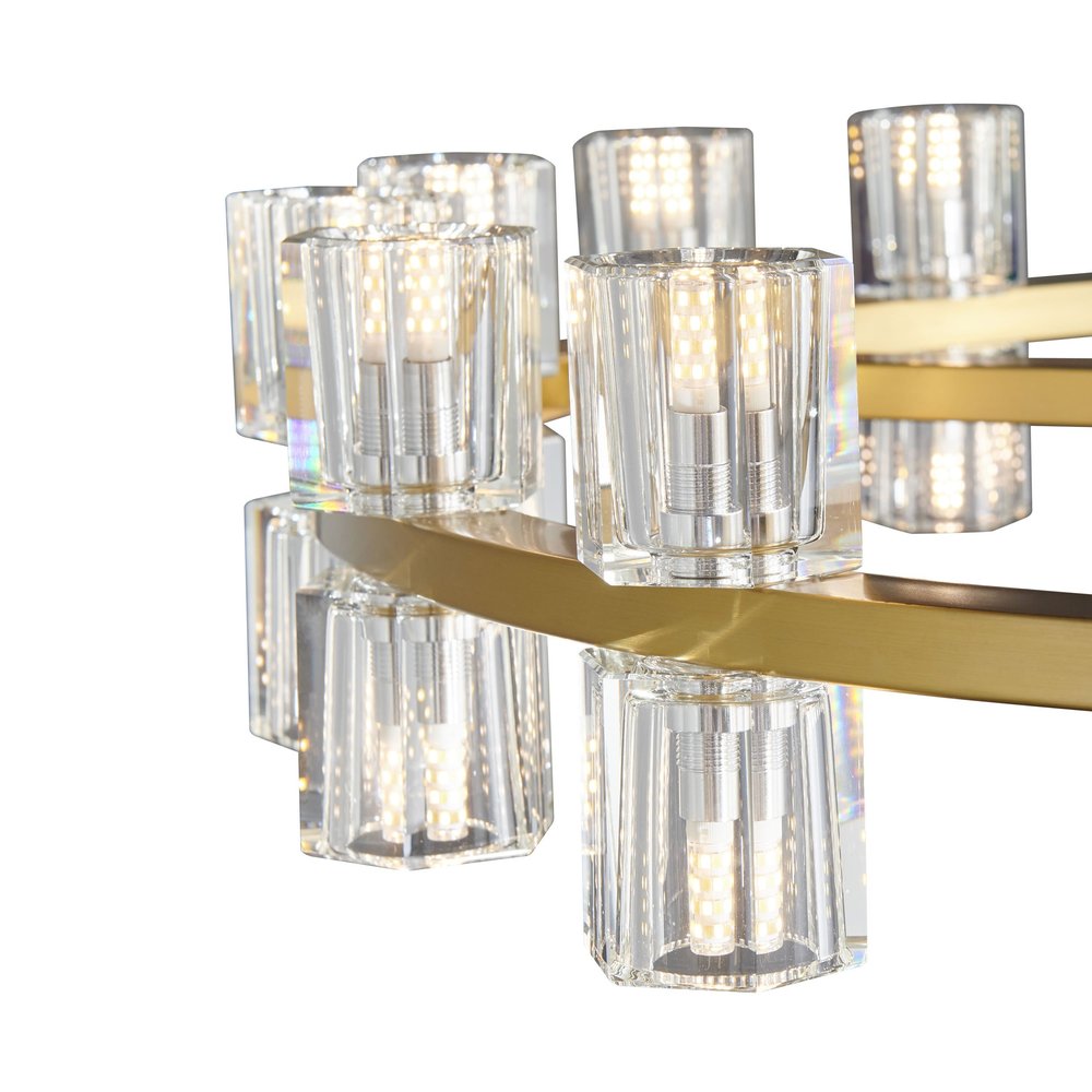 Gold And Clear Wagon Wheel Multi Light Metal Chandelier With Clear Shades