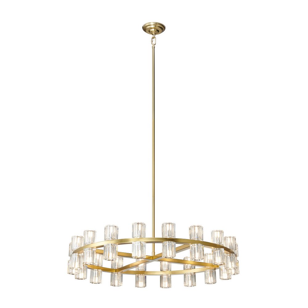 Gold And Clear Wagon Wheel Multi Light Metal Chandelier With Clear Shades