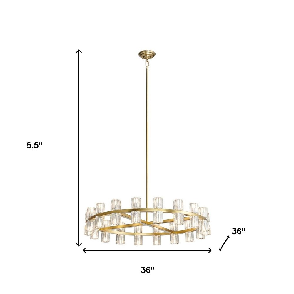 Gold And Clear Wagon Wheel Multi Light Metal Chandelier With Clear Shades
