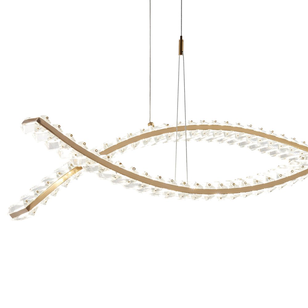 Gold And Clear Two Light Crystal LED Chandelier