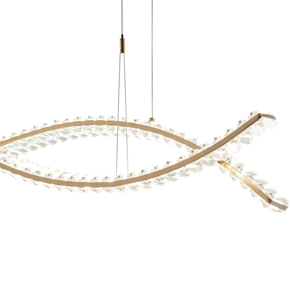 Gold And Clear Two Light Crystal LED Chandelier