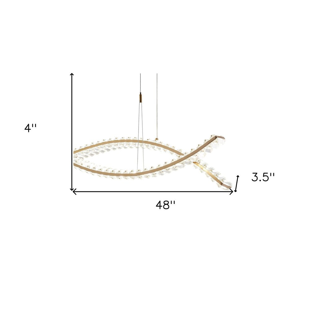 Gold And Clear Two Light Crystal LED Chandelier
