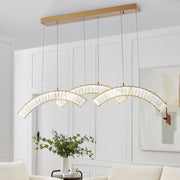 Gold And Clear Three Light Crystal LED Chandelier