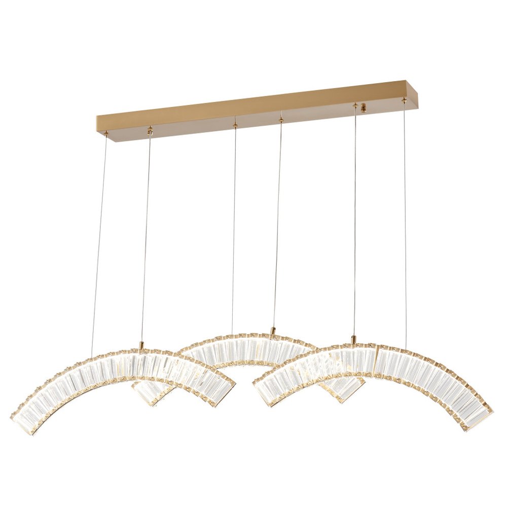 Gold And Clear Three Light Crystal LED Chandelier