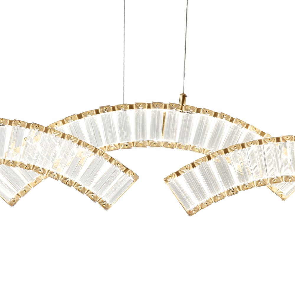 Gold And Clear Three Light Crystal LED Chandelier