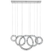 Silver And Clear Geometric Five Light Crystal LED Dimmable Chandelier